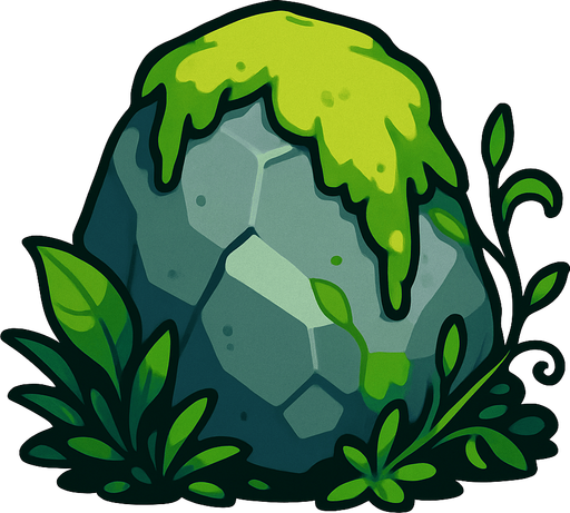 Pierre élément végétal.
In-Game asset.  2d.  High contrast.  No shadows