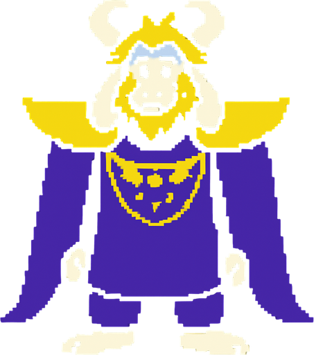 Asgore Deltarune.
In-Game asset.  2d.  High contrast.  No shadows