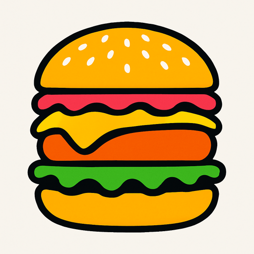 Hamburger.
High contrast.  No shadows