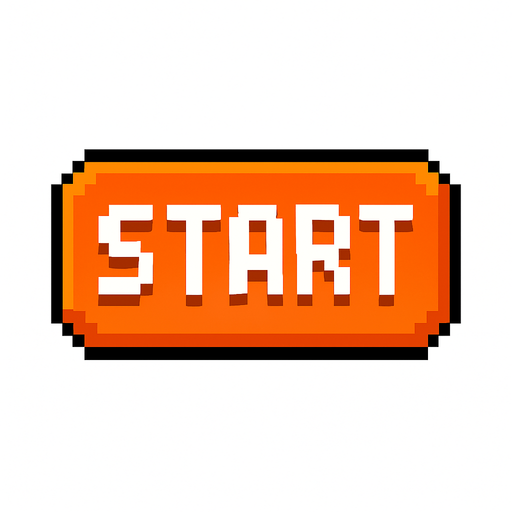 Start button, pixel art.
In-Game asset.  2d.  High contrast.  No shadows