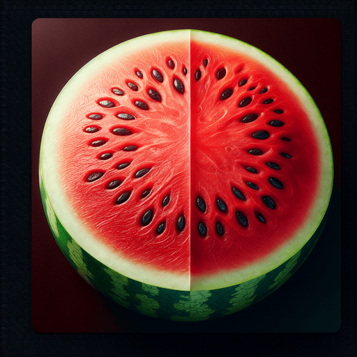 cut watermelon.
Single Game Texture. In-Game asset. 2d. Blank background. High contrast. No shadows.