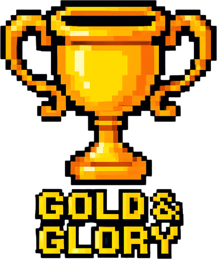 Gold and Glory pixel art cup.
In-Game asset.  2d.  High contrast.  No shadows