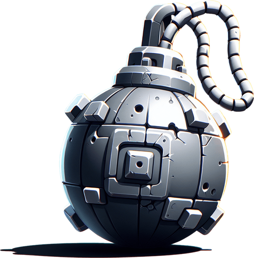 Explosion bomb.
Single Game Texture.  In-Game asset.  2d.  Blank background.  High contrast.  No shadows