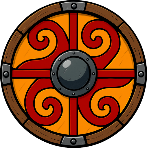 Escudo viquingo.
In-Game asset.  2d.  High contrast.  No shadows