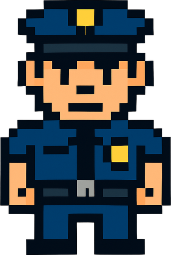 police pixel art.
In-Game asset.  2d.  High contrast.  No shadows