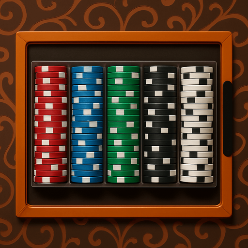 A rack of poker chips seen from overhead.