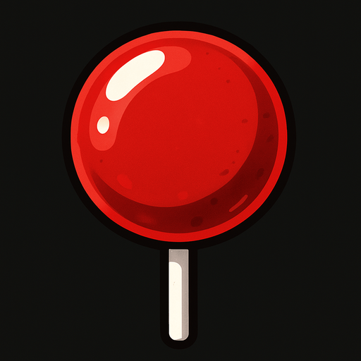 gerçekçi bir şeker. yuvarlak bir şeker ve kırmızı renk.
In-Game asset.  2d.  High contrast.  No shadows