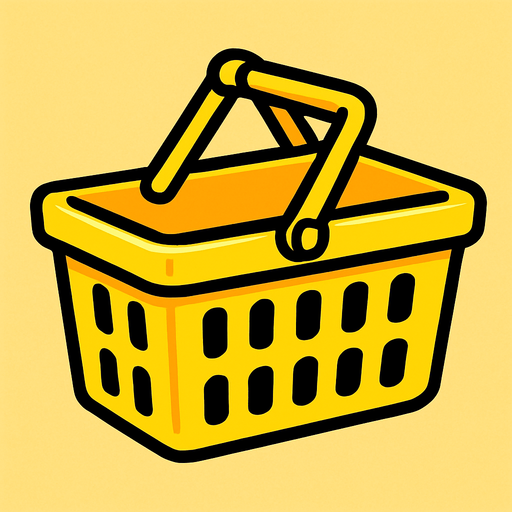 Market sepeti sarı renk oyuncak gibi.
In-Game asset.  2d.  High contrast.  No shadows