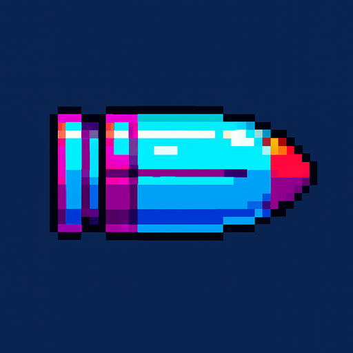 pixel art sci-fi bullet.
In-Game asset.  2d.  High contrast.  No shadows
