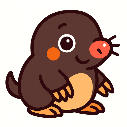 tatlı ve küçük yavru bir köstebek.
In-Game asset.  2d.  High contrast.  No shadows