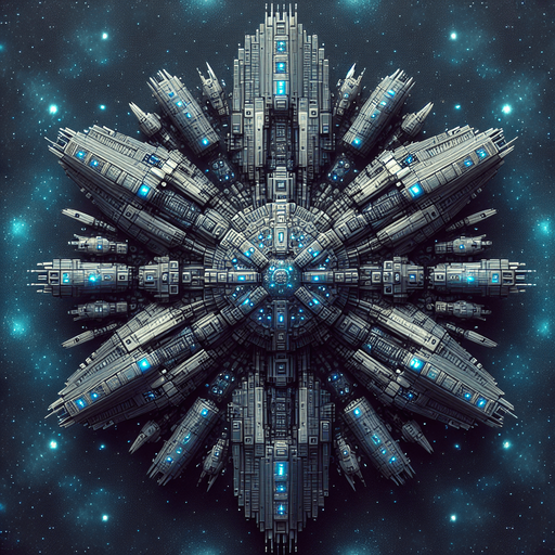 top down battle ship alien on space.
Single Game Texture.  space full of stars background