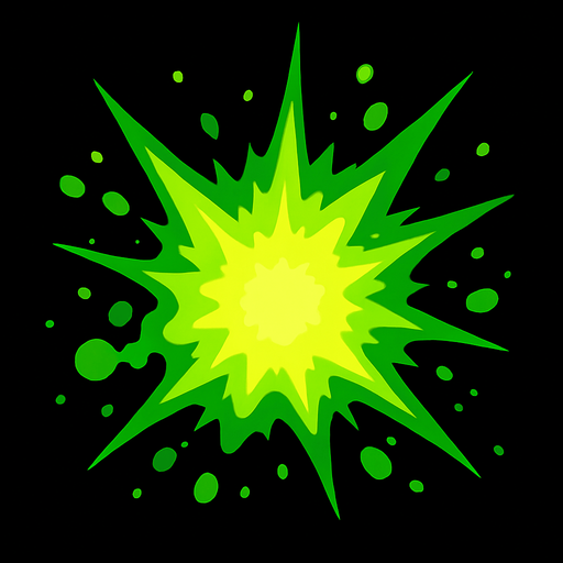Explosión verde.
In-Game asset.  2d.  High contrast.  No shadows