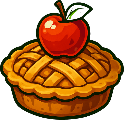 apple pie with green aura.
In-Game asset.  2d.  High contrast.  No shadows