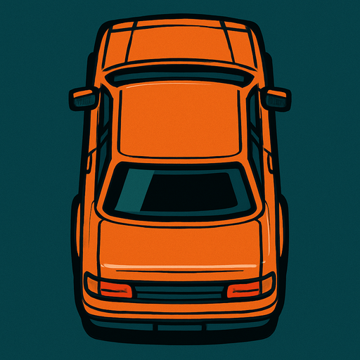 top view car.
In-Game asset.  2d.  High contrast.  No shadows