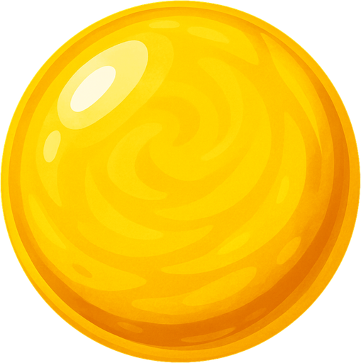 gerçekçi bir şeker. yuvarlak bir şeker ve sarı renk. aynı candy2 deki gibi olsun.
In-Game asset.  2d.  High contrast.  No shadows