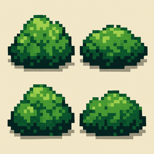 Generame arbustos pixelar.
In-Game asset.  2d.  High contrast.  No shadows