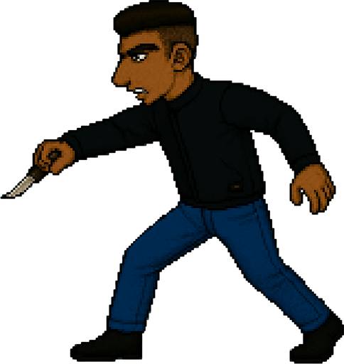 elindeki bıçakla karşısındakine saldırıp bıçaklama hareketi