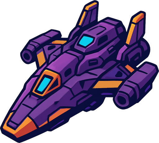 future space ship.
In-Game asset.  2d.  High contrast.  No shadows