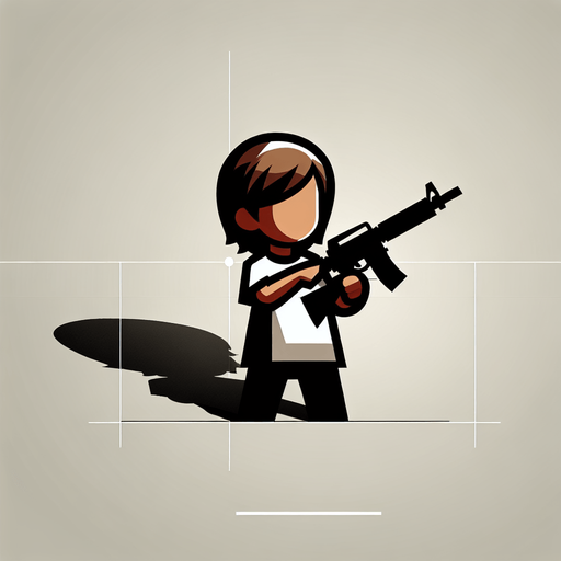 A cute boy with am 47 in hand.
Single Game Texture. In-Game asset. 2d. Blank background. High contrast. No shadows.