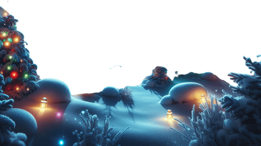 a feeric christmas landscape at night with decorated trees Background image