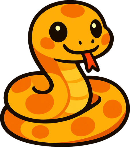 Cute snake.
In-Game asset.  2d.  High contrast.  No shadows