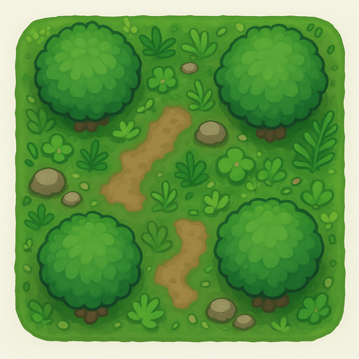 forest tile on top viewing.
In-Game asset.  2d.  No shadows