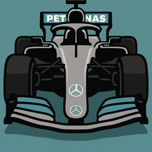 f1 mercedes car 2d vertical.
In-Game asset.  2d.  High contrast.  No shadows