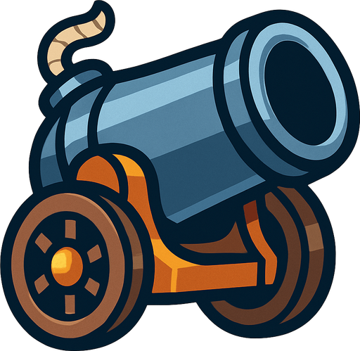 cannon.
In-Game asset.  2d.  High contrast.  No shadows