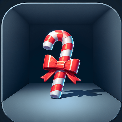 Candy cane, vivid colours. with bow on top Single Game Texture. In-Game asset. 2d. Blank background. High contrast. No shadows. Single Game Texture. In-Game asset. 2d. Blank background. High contrast. No shadows.