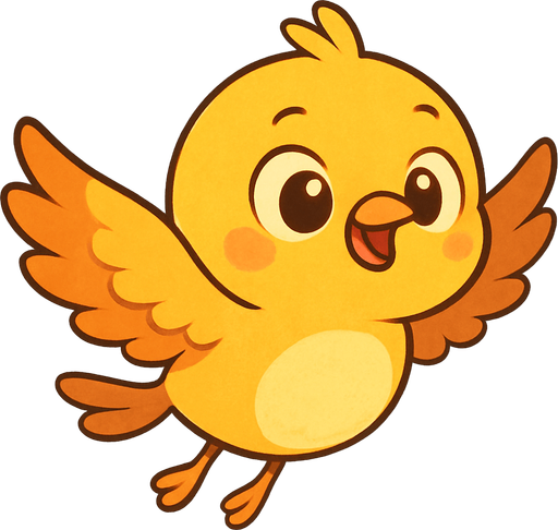 cute lil bird flying cartoon style