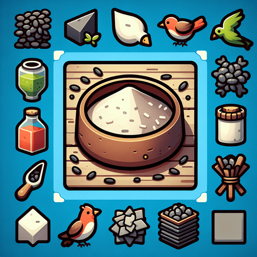 Kuş yemi.
Single Game Texture.  In-Game asset.  2d.  Blank background.  High contrast.  No shadows