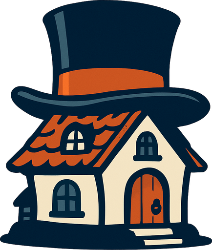 Tophat house.
In-Game asset.  2d.  High contrast.  No shadows