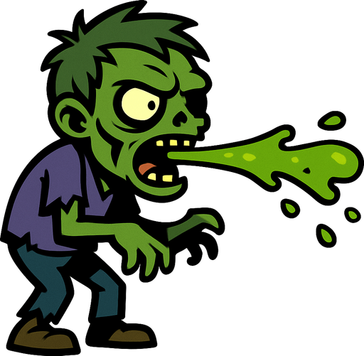 2D. Ranged zombie. attacks with poisonous saliva.
In-Game asset.  2d.  High contrast.  No shadows