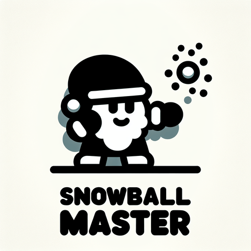 Icon for santa throwing a snowball, cartoon, with the text: „Snowball Master“ at top Single Game Texture. In-Game asset. 2d. Blank background. High contrast. No shadows.