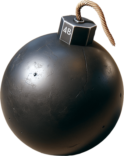 2d bomb photo realistic.
Single Game Texture. In-Game asset. 2d. Blank background. High contrast. No shadows.