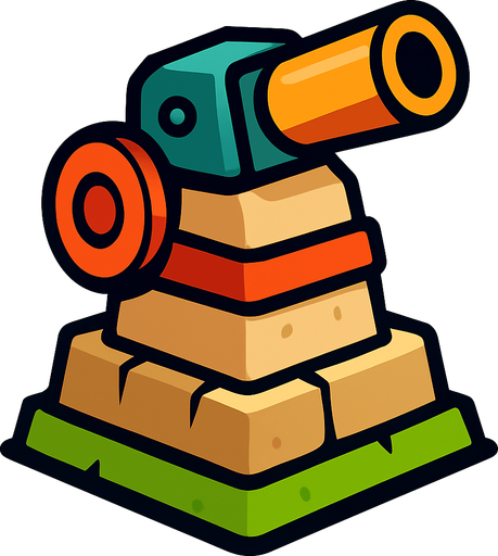 a tower of a tower defence.
In-Game asset.  2d.  High contrast.  No shadows