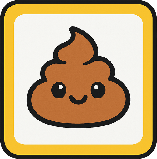Create an image for a memory game's card's front with an icon of a cute poop.
In-Game asset.  2d.  High contrast.  No shadows