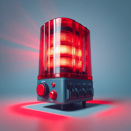 red flashing police alarm device asset from profile view