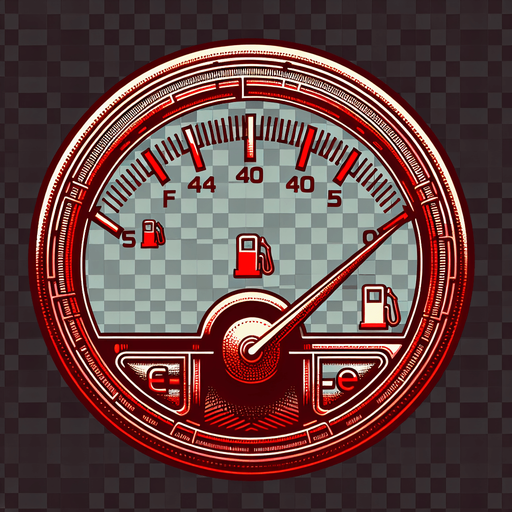 Red fuelindicator's gauge. Transparent image from front view.