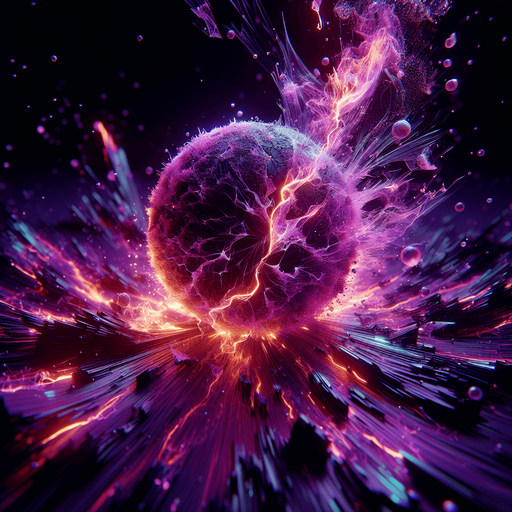 Fractured Sphere Icon:

A glowing orb breaking apart into jagged, floating shards, with chaotic energy swirling around it..
Colors: Neon purple, black, and electric green.