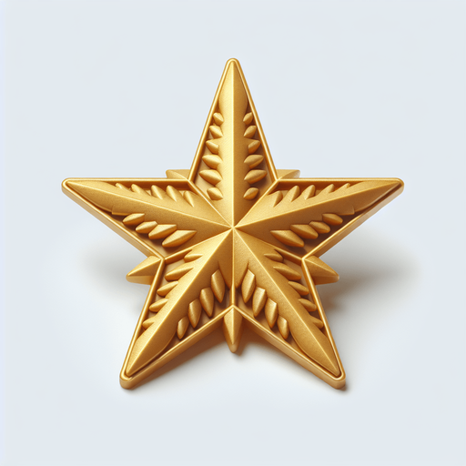 a golden christmas tree star. plastic style. Single Game Texture. In-Game asset. 2d. Blank background. High contrast. No shadows.