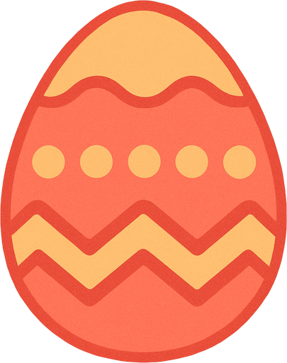 create a cute egg with some pattern and a light orange and light red colors.
In-Game asset.  2d.  High contrast.  No shadows