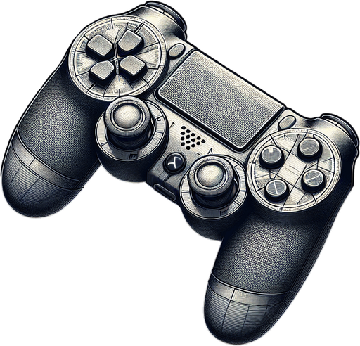 An upclose view of a joystick from above showing detail..
Single Game Texture. In-Game asset. 2d. Blank background. High contrast. No shadows.