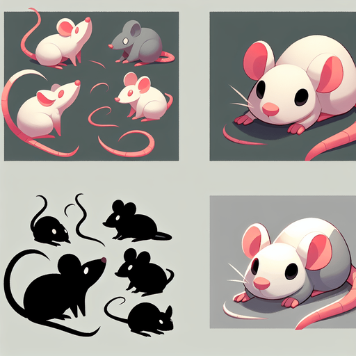 mice.
Single Game Texture. In-Game asset. 2d. Blank background. High contrast. No shadows.