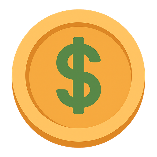 money in a circle. No background. Transparent background. Blank background. No shadows. 2d. In-Game asset. flat