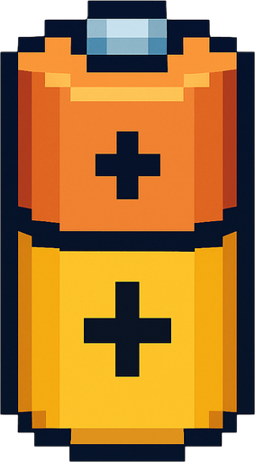 Una pila en estilo pixel art.
In-Game asset.  2d.  High contrast.  No shadows