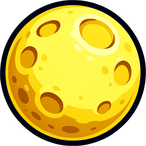 Una luna brillante.
In-Game asset.  2d.  High contrast.  No shadows