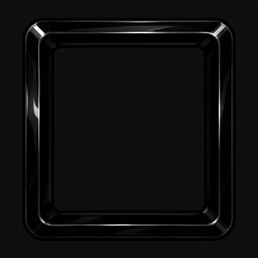 Shiny black rectangle frame.
In-Game asset.  2d.  High contrast.  No shadows