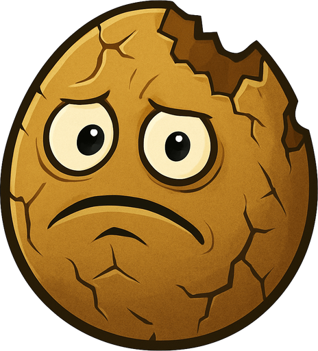 wallnutDamaged del videojuego de plantas vs zombies.
In-Game asset.  2d.  No shadows