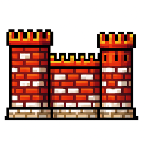 ottoman walls pixel.
In-Game asset.  2d.  High contrast.  No shadows